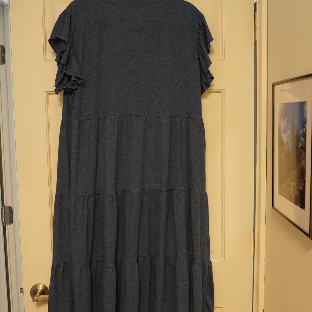 Blue Tiered Ruffle Sleeve Midi Dress 2XL from Amazon - Picture 4 of 4